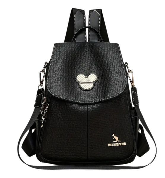 Plecak damski czarny skórzany elegancki miejski 2w1 torba na ramię zdjęcie 1