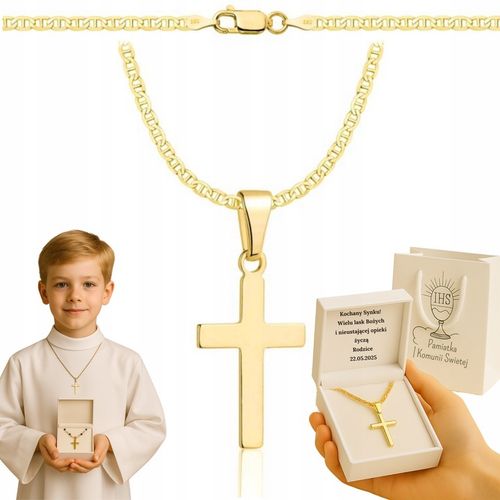 ZŁOTY ŁAŃCUSZEK NA CHRZCINY GUCCI Z KRZYŻYKIEM PR 585 925 + GRAWER GRATIS na Arena.pl