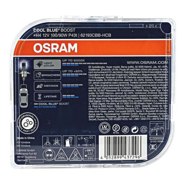 Osram Żarówki Cool Blue Boost Hyper H4 5000K +50% zdjęcie 4