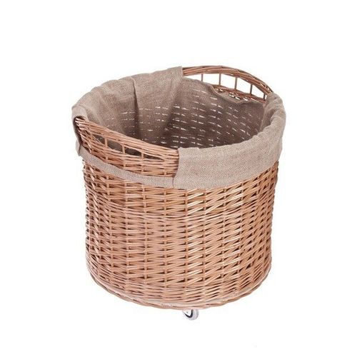 Wiklinowy Okrągły Kosz na Kółkach Obszyty Jutą Ø50 H40/44 cm na Arena.pl