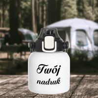 Biała butelka metalowa 800 ml z Twoim nadrukiem