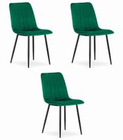 Krzesło tapicerowane LAVA zielone aksamitne 3 szt. na czarnych nogach