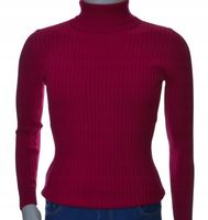 Sweter z golfem golf męski bawełniany dopasowany w prążek czerwony XL