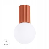 Lampa sufitowa czerwona ryflowana szklana biała kula łazienkowa IP44 Sollux