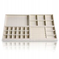 Organizer Na Biżuterię Wkładka Do Szuflady Kuferek Beżowy Zestaw 4 szt