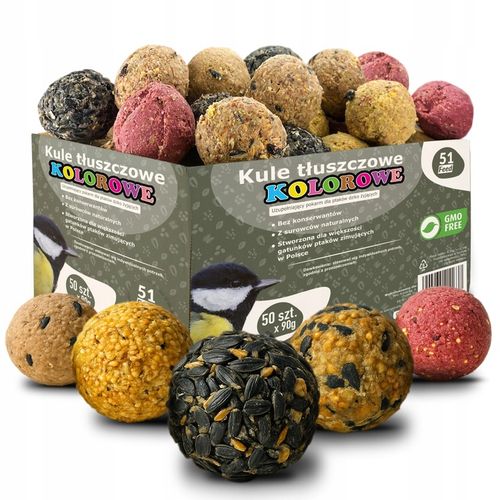 KULE TŁUSZCZOWE DLA PTAKÓW PREMIUM KOLOROWE KARMA ZE SŁONECZNIK 50 na Arena.pl