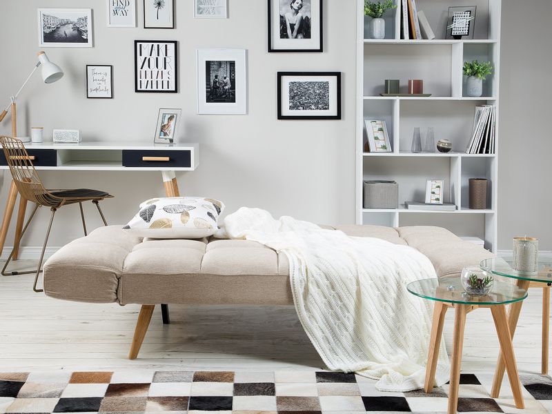 Sofa rozkładana beżowa INGARO zdjęcie 3