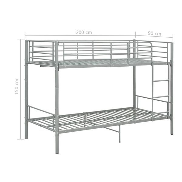Łóżko piętrowe, szare, metalowe, 90 x 200 cm na Arena.pl