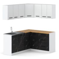 Kuchnia Narożna Duża Modułowa Blat 3.2m Pojemna Biały Biały San Sebastian