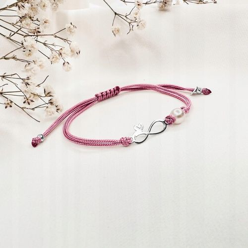 Bransoletki dla dziewczynek srebrna nieskończoność bransoletka na sznurku na Arena.pl