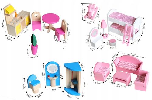 XXL DUŻY DREWNIANY RÓŻOWY DOMEK DLA LALEK MEBLE WINDA AKCESORIA LED na Arena.pl