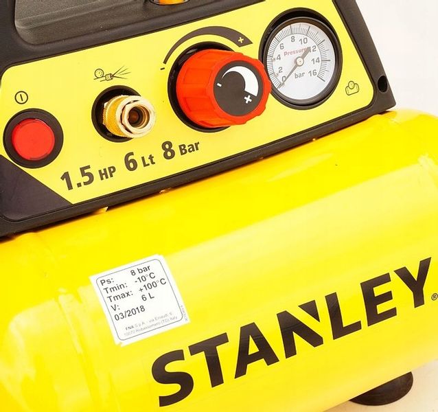 STANLEY KOMPRESOR BEZOLEJOWY SPRĘŻARKA 6L 8 bar zdjęcie 5