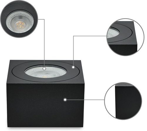 Reflektory sufitowe LED KYOTECH IP44 do łazienki Ø80x80x50 mm czarne 4 szt na Arena.pl