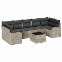 Zestaw Sof na Ogród 8 pcs Jasnoszary 55 x 55 x 37 cm Polirattan