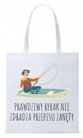 Dla Wędkarza Rybaka Torba Eco Biała Shopper Z Nadrukiem Ze Zdjęciem