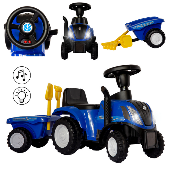 Jeździk z funkcjami dźwiękowymi oraz świetlnymi NEW HOLLAND niebieski zdjęcie 1