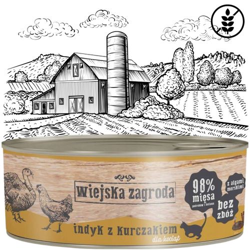 karma mokra dla kota indyk z kurczakiem kociak 85g wiejska zagroda bez zbóż na Arena.pl