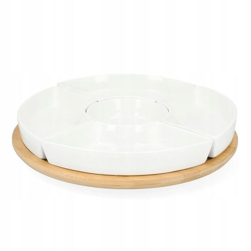 Półmisek na przekąski zestaw 5 x miseczka biała ceramika OBROTOWY TALERZ na Arena.pl