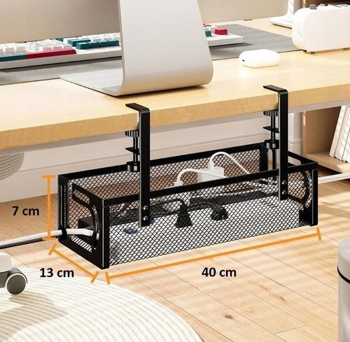 DUŻY ORGANIZER PÓŁKA WIESZAK NA PRZEWODY KABLE POD BIURKO BLAT na Arena.pl