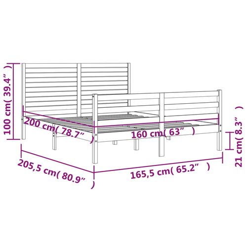 Rama łóżka z wezgłowiem, 160x200 cm, lite drewno na Arena.pl