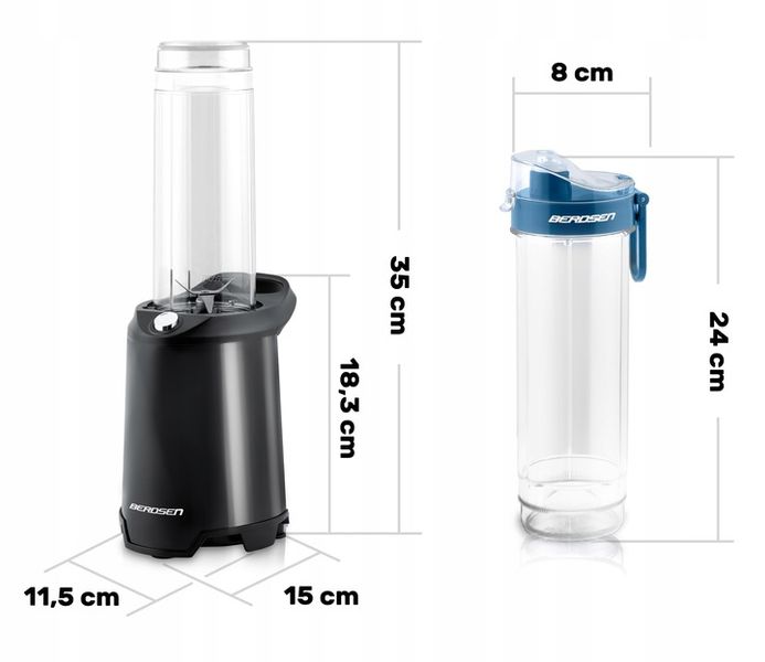 BLENDER KIELICHOWY SMOOTHIE DO KOKTAJLI BERDSEN 700W + 2 BUTELKI 0,57L zdjęcie 7