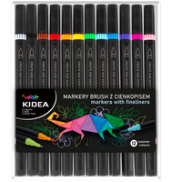 MARKERY BRUSH Z CIENKOPISEM 12 KOLORÓW KIDEA