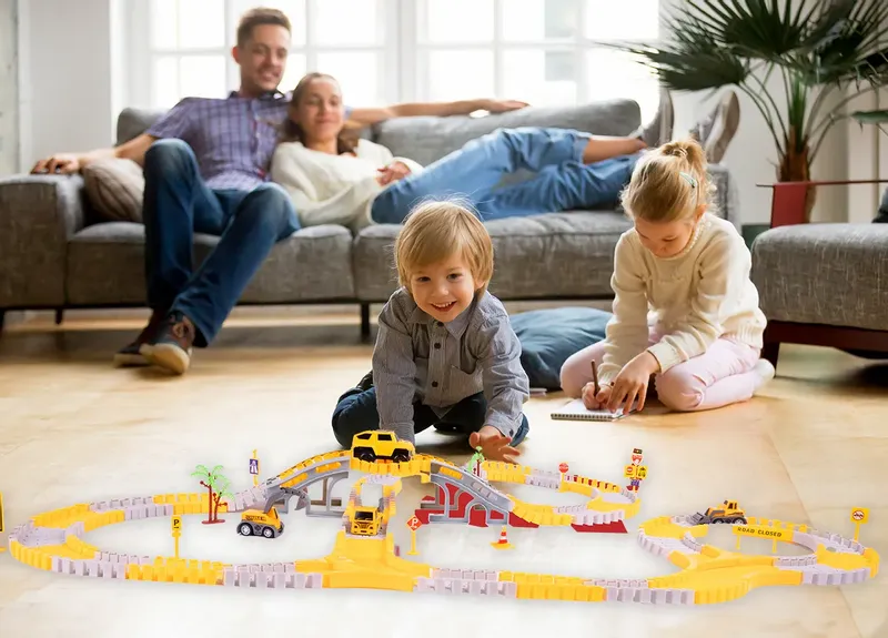 Kolejka Tor Samochodowy Auta Budowlane 255 elementów zdjęcie 5