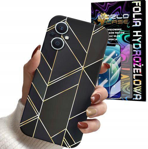 ETUI DO OPPO RENO 8 LITE 5G - MARMUREK GEOMETRYCZNE WZOR DLA KOBIET + FOLIA na Arena.pl
