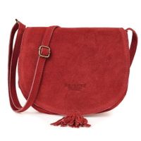 BELTIMORE torebka zamszowa listonoszka z klapą i paskiem V012 bordowa