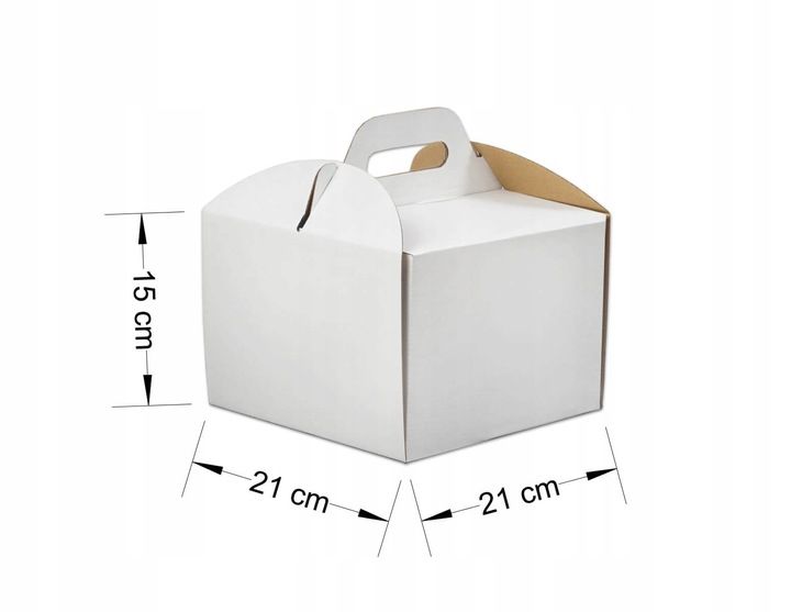 Karton opakowanie na tort ciasto 21x21x15 cm BIAŁE pudełko BARDZO MOCNE zdjęcie 3