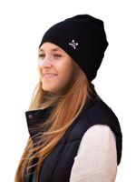 Czapka przejściowa bawełniana dziewczęca piesek czarna 50-52 YOCLUB