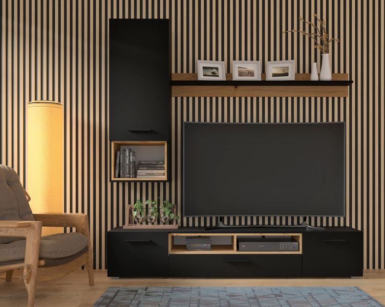 Szafka RTV komoda ANETTE 198 cm czarny/artisan zdjęcie 5