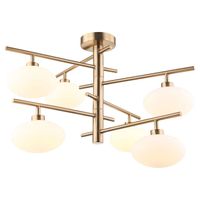 LAMPA sufitowa FIORENZO MXM3661-6 BRO+W Italux metalowa OPRAWA szklana kulista sticks cumulus mosiądz biała
