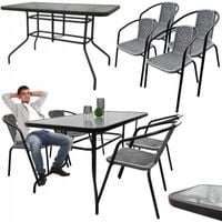 ZESTAW MEBLI OGRODOWYCH NA TARAS STÓŁ 120x70 + 4x KRZESŁA LORETTO SZARY MIX