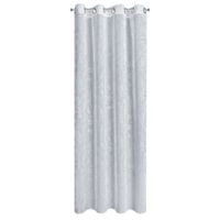 Zasłona JUNI biała 140x250 cm srebrny nadruk kwiatów na przelotkach