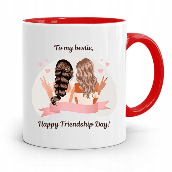 Kubek Czerwony Przyjaciela Happy Friendship Day Z Nadrukiem Ze Zdjęciem zdjęcie 1