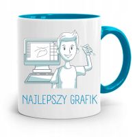 Kubek Błękitny Dla Grafika Najlepszy Grafik Z Nadrukiem Ze Zdjęciem