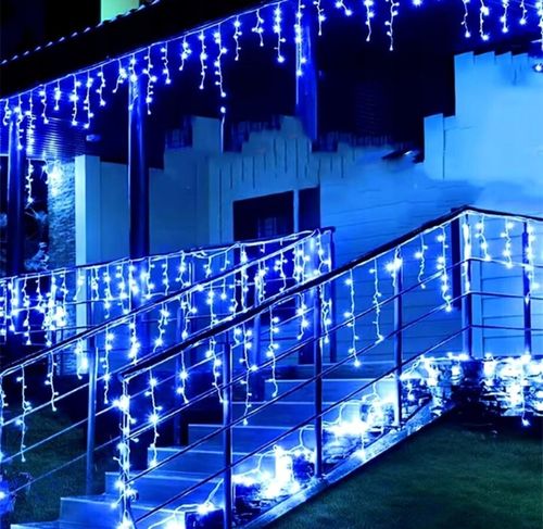 SOPLE 500 LED KURTYNA LAMPKI ZEWNĘTRZNE IP44 NIEBIESKIE + ZIMNY FLASH 21M na Arena.pl