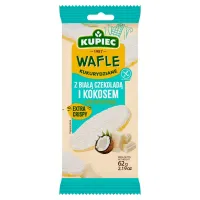 KUPIEC WAFLE KUKURYDZIANE W BIAŁEJ CZEKOLADZIE 62G WIÓRKI KOKOSOWE
