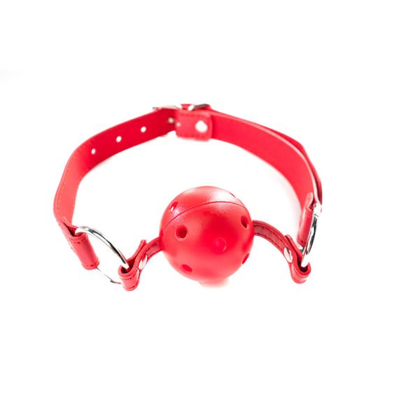 Red Breathable Ball Gag With Adjustable Strap zdjęcie 4