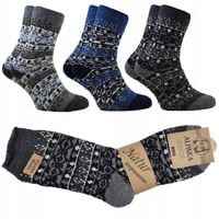 SKARPETY MĘSKIE ŚWIĄTECZNE WEŁNIANE GRUBE SKARPETKI ALPAKA 3-PAK 35-38