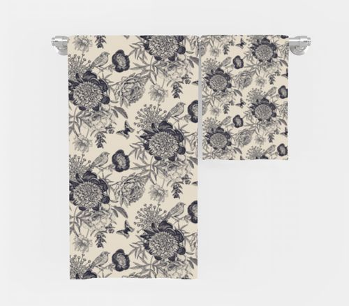 RĘCZNIK Czarne kwiaty z twoim dowolnym tekstem 150x100 014J na Arena.pl