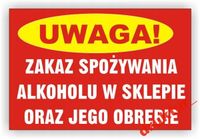 Tablica ZAKAZ SPOŻYWANIA ALKOHOLU NIELETNIM ZNAK