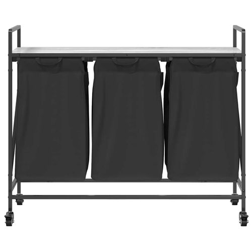 Kosz na pranie 3 przegrody z kółkami, szary dąb sonoma na Arena.pl