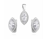Elegancki rodowany srebrny komplet z białymi cyrkoniami srebro 925 Z0711K_W