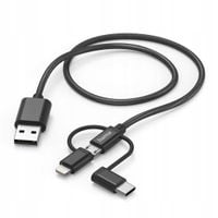 Kabel HAMA Adapter 3w1 USB-A - microUSB/USB-C/Lightning 1.5m Czarny