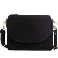 VERA PELLE torebka damska zamszowa listonoszka z paskiem V693 czarna