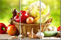 60 90CM OBRAZ 3 ELEM WARZYWA ORGANICZNE DRUK PŁÓTNO RAMA