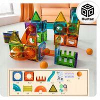 Duże Klocki Magnetyczne Magnetic Tiles 3D Konstrukcyjne dla Dzieci 69szt