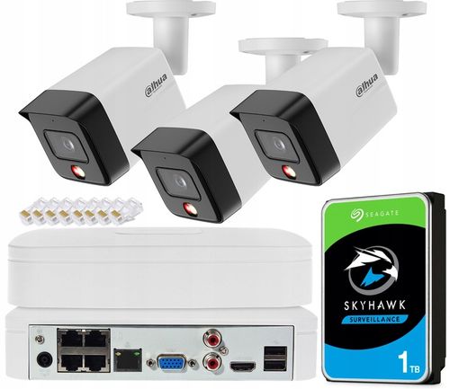 Zestaw Monitoringu Dahua Bez Kabla 3 Kamery 6Mpx Dzień/Noc Kolor Detekcja na Arena.pl